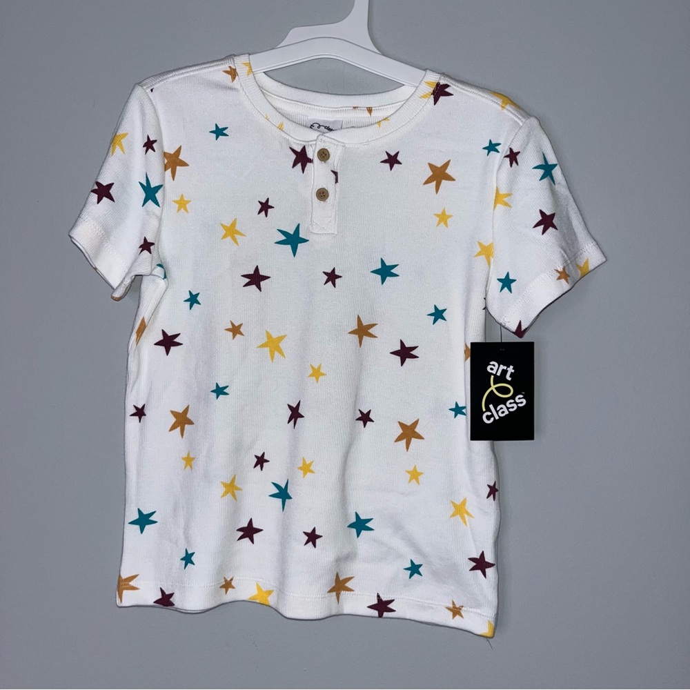 Art Class Multicolor Star Print White Tee 5T